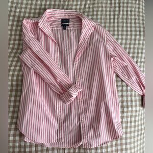 Chaps Pink and White Striped Button Down Shirt